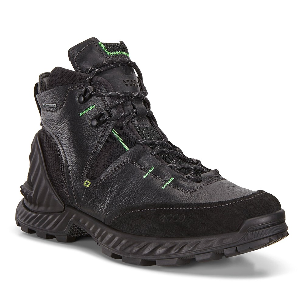 ECCO Mens Hiking Shoes Black - Exohike Mid Gtx - HXP-510684